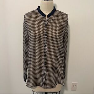 Olive & Oak Button-Up Houndstooth Blouse